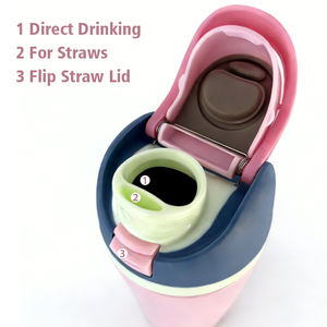 Gourde isotherme <span class=keywords><strong>de</strong></span> sport <span class=keywords><strong>en</strong></span> acier inoxydable avec couvercle à paille rabattable, large ouverture, avec pailles, pour boire directement, 32oz 28oz 24oz 19oz 16oz - Product Image 4