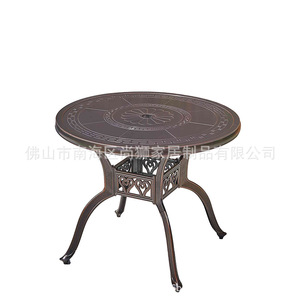 Table d'extérieur en aluminium coulé, design traditionnel rond, résistante aux intempéries, pour jardin, hôtel, restaurant, usage commercial - Product Image 2