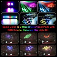 20W 1100PC Dual Port RGB LED Starry Sky Star para Universal Car Starlight Aplicación remota Control de música Auto Fibra óptica Luz ambiental