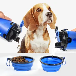 Nouvelle vente bouteille pliable étanche pour chiot, marche en plein air, portable voyage pet tasse d'eau bouteille mangeoire pour chiens chats animaux de compagnie