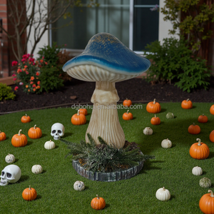 ของตกแต่งสวนสำหรับวันฮาโลวีนที่มีเห็ดพิษพร้อมใบไม้สีเขียวที่สมจริง - Product Image 2