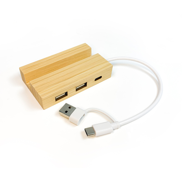 4 in 1 Multifunctional Bamboo USB HUB Docking Station Wooden 2.0 Hub Splitter Adapter with Mobile Holder USB Charger Dock