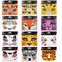 Autocollant de tatouage temporaire pour le visage, motif léopard pailleté, pour fêtes à thème, Halloween et carnaval, enfants et adultes