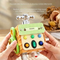 Balok Aktivitas Sensorik Kayu Busy Cube dengan Tombol Lampu, Kunci, Fidget, Melatih Motorik Halus, Mainan Edukasi Montessori untuk Balita