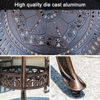 Table de salle à manger de jardin en aluminium coulé bronze classique, ronde, pour l'extérieur, antirouille, pour balcon, cour, jardin