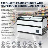 Congélateur vitrine commercial autoportant incurvé pour crème glacée, monotempérature, sans givre, écoénergétique, réglable, CE