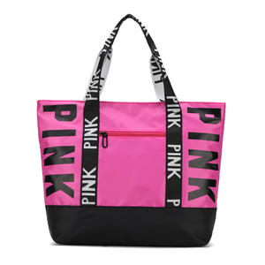 Tas Tote Wanita Nylon Pink Grosir, Kapasitas Besar, Tas Tote Wanita Pink Tahan Air, Tas Belanja Reusable untuk Wanita - Product Image 4