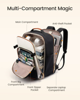 Valises de voyage LOVEVOOK 40L pour femmes et hommes, grands sacs à dos de voyage pour affaires avec 3 cubes de rangement, sac pour ordinateur portable