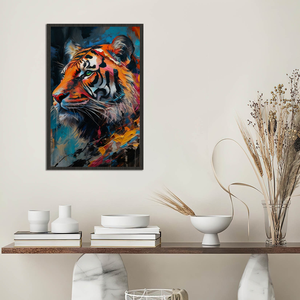 Cuadro <span class=keywords><strong>de</strong></span> lienzo con retrato <span class=keywords><strong>de</strong></span> tigre vibrante, pintado a mano con trazos audaces, decoración <span class=keywords><strong>de</strong></span> pared <span class=keywords><strong>de</strong></span> felino salvaje, pintura moderna <span class=keywords><strong>de</strong></span> animales para el hogar - Product Image 1