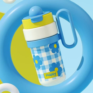 1100ml Cute Plaid Print Vacuum Insulated Tumbler 316 Liner 201 Outer Shell <b>Large</b> Capacity Portable Handle Straw <b>Water</b> <b>Bottle</b> - Product Image 5