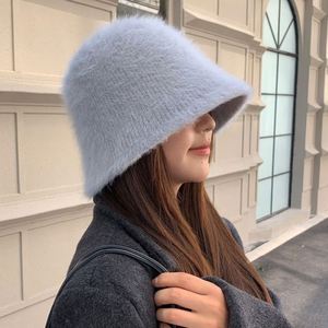 Faux Fur Trimmed <b>Beanie</b> for Women Girls Russian Style Furry Winter Bucket Hats Warm Ski Snow Hat Promotion Gifts - Product Image 2