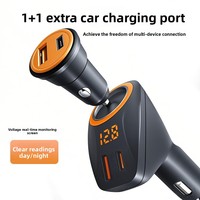 Cargador de Coche Rápido de 65W QC3.0 con Doble USB Tipo-C, Pantalla Digital, Divisor de Encendedor de Cigarrillos, Adaptador de 2 Puertos, Certificado CE
