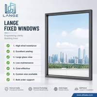 Ventana Triangular Fija de Aluminio LANGE, Ventana de Triple Vidrio, Protección Contra Huracanes, Aislamiento Térmico, Ahorro de Energía, para Casa o Villa