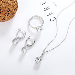 Conjunto de Joyería de Plata de Ley 925 Chapada en Oro Rosa con Circonita <span class=keywords><strong>Verde</strong></span> Fantasma y Cierre Inglés, Collar y Pendientes, 2021 - Product Image 5