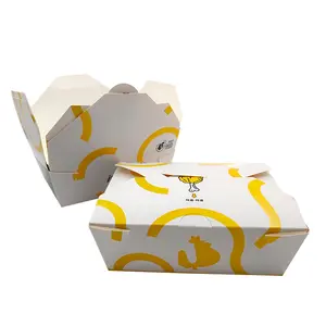 Food Lunch Fried Chicken to Go Take Away Carton Paper Box Set Square Hard Restaurant Kraft Paper Sandwich Packaging Folders