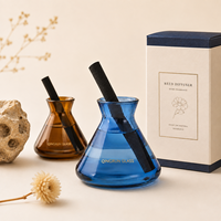 Diffuseur de parfum en verre coloré en gros avec bâtonnets noirs pour hôtels, spas et présentations de cadeaux