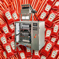 Machine de remplissage et de scellage automatique à double voie avec servomoteur pour sachets de ketchup, pâte, miel et sauces, scellage sur 4 côtés
