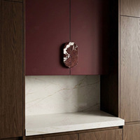 Poignée de meuble nordique en pierre naturelle pour armoire, tiroir et porte de placard, bouton en marbre Rosso Levanto, style minimaliste