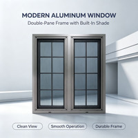 Ventana Americana Moderna de Marco Delgado Negro, Tipo Casement, con Rotura de Puente Térmico, de Aleación de Aluminio, Resistente al Viento, 5 Años de Garantía, para Construcción