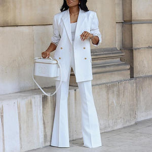 Set di <span class=keywords><strong>Completi</strong></span> <span class=keywords><strong>da</strong></span> <span class=keywords><strong>Donna</strong></span> alla Moda in Tinta Unita per Ufficio, Abbigliamento Formale e Casual di Alta Qualità, Set Due Pezzi con Fiocco Lungo - Product Image 3