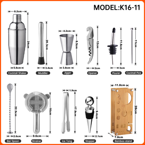 Kit d'outils de barman OUYADA, fabrication directe, ensemble de barware, <span class=keywords><strong>shakers</strong></span> Boston en acier inoxydable de 700 ml, <span class=keywords><strong>bar</strong></span> à cocktails avec support en bois de bambou - Product Image 2