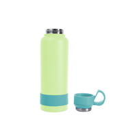 Bouteille d'eau isotherme sous vide en acier inoxydable écologique de 32 oz avec logo personnalisé, isolation thermique 12-24h, large ouverture et base en silicone avec poignée