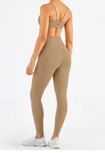 Moda Gym Active Wear Beleza em forma de V costas nude sutiã esportivo sexy 2 peças conjuntos de ioga fitness feminino