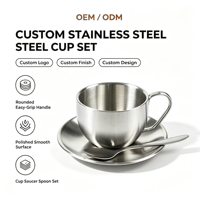 Set da Caffè in Acciaio Inox 304 a Doppia Parete in Stile Coreano, Design Moderno e Minimalista di Alta Qualità