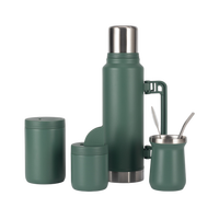 Kit de Yerba Maté en Acier Inoxydable Premium, Gourde Isolée 1400ml, Contenant, Bombilla, Brosse de Nettoyage, Ensemble de Filtres à Thé