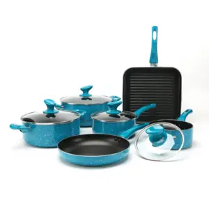 10Pcs Aluminium Blauw Graniet Anti-aanbak Puttu Maker Kookgerei Set