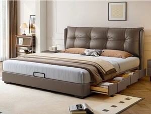 Lit de style minimaliste moderne pour <span class=keywords><strong>chambre</strong></span> principale, 1,8 m, <span class=keywords><strong>en</strong></span> <span class=keywords><strong>pin</strong></span> <span class=keywords><strong>massif</strong></span>, écologique, durable, avec rangement sous le lit - Product Image 2