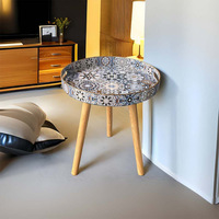 Table d'appoint de style bohème moderne avec pieds amovibles en bois de 40cm, petite table à café ou à thé pour le salon
