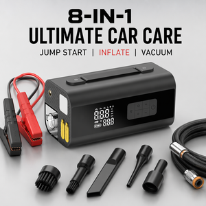 Démarreur de batterie de voiture portable 2000A avec batterie au lithium, double cylindre, gonfleur de pneus et ABS - Product Image 1