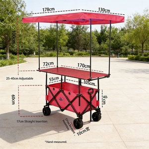 Chariot pliant d'extérieur personnalisé à roues larges, chariot de jardin, chariot de plage, chariot de camping avec pare-soleil amovible, poussette-chariot - Product Image 6