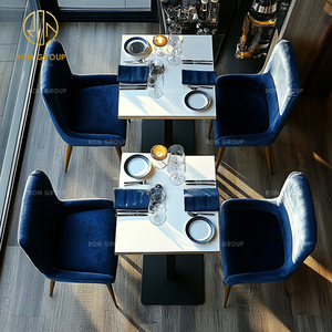 Moderno Terciopelo Azul cuadrado de madera cafetería Hotel restaurante silla Mesa sofá cabina muebles sofá cabina para cafetería - Product Image 4