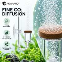 Diffuseur de CO2 compact transparent AQUAPRO pour plantes d'aquarium et aquariums, dissolvant de dioxyde de carbone à bulles fines pour aquarium planté