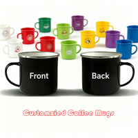 Mug de camping émaillé 350 ml (12 oz) avec motif montagne et design intégral, tasse à café réutilisable en métal pour le camping, les voyages et les cadeaux