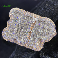 Bague personnalisée Hip Hop en argent sterling 925 avec lettres pour homme, bijoux fins, bague glacée, bagues en moissanite