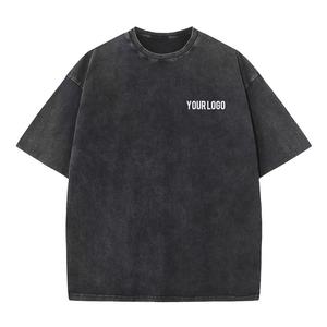 Heavyweight Acid Wash Oversized Plain Cotton Hombres Drop Shoulder T-Shirt Unisex - Product Image 1
