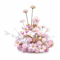 Arrangement de fleurs artificielles en soie, lys et roses roses, centre de table et de sol moderne de haute qualité, décoration pour mariage, fête et événements