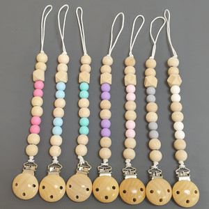Cadeaux de fête en silicone, Corde en bois de hêtre, Attache-sucette, Chaîne anti-chute, Corde de suspension, Molaire pour bébé, Chaîne anti-perte, Articles pour bébé - Product Image 2