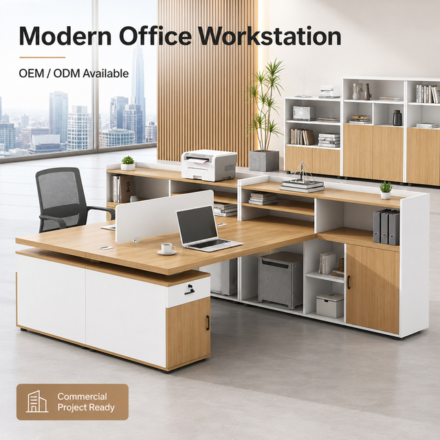 Modular Open Office Workstation Desk with Storage Cabinet Staff Table Set Commercial Furniture OEM ODM