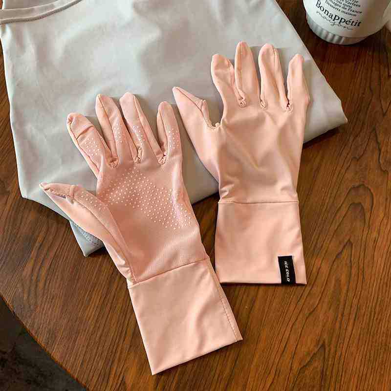Gants de protection solaire à rayures verticales-rose