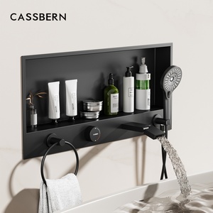 Système de douche encastré mural intégré pour <span class=keywords><strong>baignoire</strong></span>, avec douchette et bec de <span class=keywords><strong>baignoire</strong></span> en acier inoxydable de haute qualité, mitigeur dissimulé - Product Image 2