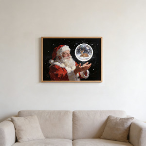 Impression lumineuse LED Néon Père Noël, Art Mural <span class=keywords><strong>de</strong></span> Noël, Impression LED Renne, Cloche <span class=keywords><strong>de</strong></span> Noël encadrée pour Décoration - Product Image 2