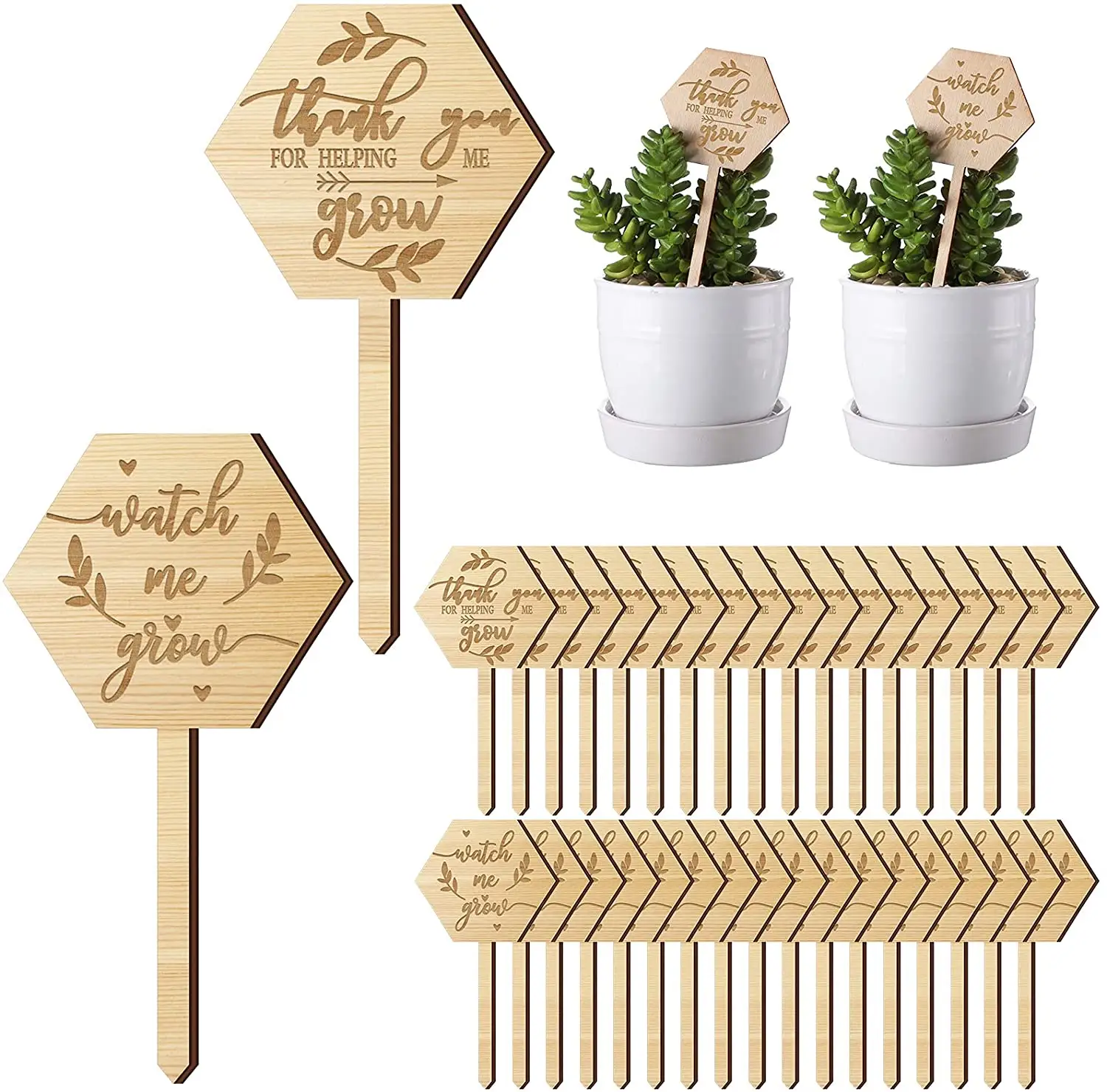 Etiquetas de plantas artificiais e flores, etiquetas de plantas de bambu para decoração de casa e jardim