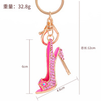 Vente en gros de chaussures à talons hauts porte-clés bling Rhinestone Crystal Rose Gold 3d porte-clés pour chaussures pendentif pour sac porte-clés pour voiture porte-clés pour chaussures