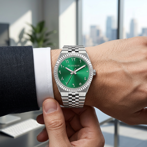 Montres arabes à cadran noir pour hommes, montre de luxe étanche, fabricant de montres, logo personnalisé, 40 mm, entièrement en acier inoxydable, montre-bracelet à quartz - Product Image 3