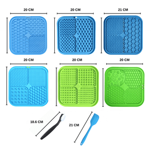 Personalizado 21 20 CM Ventosas de silicona Paquete de 2 uds. Tapete cuadrado para lamer perros con espátula y cepillo - Product Image 4