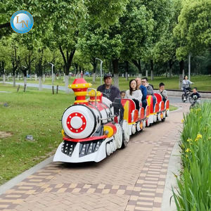 รถไฟไฟฟ้าแบบไม่มีรางสำหรับเด็กใช้แบตเตอรี่เป็นสวนสนุกในสวนหลังบ้าน - Product Image 4